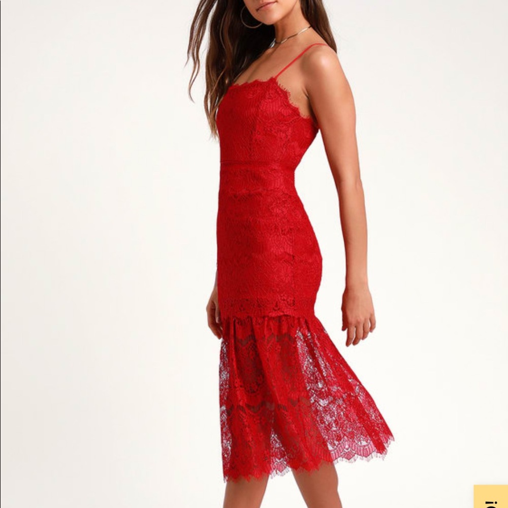 ❤️ NWT midi red lace sleeveless dress